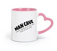 DEBINGY Taza de cerámica novedosa Cuevas de hombres - Lo que pasa en una cueva, se queda en una cueva (320 ml) y bebidas calientes, color rosa espresso.