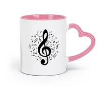 DEBINGY Taza de cerámica novedosa para té o café con notas musicales, composición de canciones, melodía, tono nítido (320 ml) para té, café y bebidas calientes, color rosa