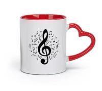 DEBINGY Taza de cerámica novedosa para té o café con notas musicales, composición de canciones, melodía, tono agudo (11 oz/320 ml) para té, café y bebidas calientes, color rojo