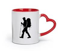 DEBINGY Taza de cerámica novedosa para té o café, silueta de hombre excursionista, solo cuerpo completo (11 oz/320 ml), ideal para el hogar, la oficina, los cafés, ideas de regalo, color rojo