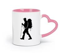 DEBINGY Taza de cerámica novedosa para té o café, silueta de hombre excursionista, solo cuerpo completo (11 oz/320 ml), ideal para el hogar, la oficina, los cafés, ideas de regalo, color rosa