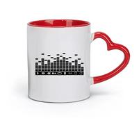 DEBINGY Taza de cerámica para café, botón de DJ, ecualizador, sala de juegos, estudio de música, ecualizador (11 oz/320 ml) para espresso, juego de té, color rojo