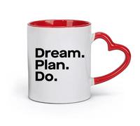 DEBINGY Taza de cerámica para café, diseño de Sueño, plan, aventura, citas motivacionales inspiradoras (320 ml) para té, café, infusión caliente, color rojo