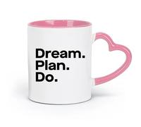 DEBINGY Taza de cerámica para café, diseño de Sueño, plan, aventura, con citas motivacionales inspiradoras (320 ml) para té, café y café caliente, color rosa