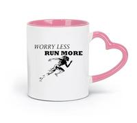 DEBINGY Taza de cerámica para café, Gymnasticsnasium, Preocúpate menos, Corredor, Citas motivacionales, Centro de fitness (320 ml) para el hogar o el trabajo, Rosa