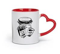 DEBINGY Taza de cerámica para café, hamburguesa, refrescos y papas fritas (320 ml) para café, sopa, té, leche, café con leche y chocolate caliente. Para damas y caballeros.