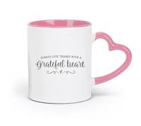 DEBINGY Taza de cerámica para café Sé siempre agradecido con un corazón agradecido, cristianismo, 1 Tesalonicenses 5:18, introducción (320 ml) y apta para microondas, color rosa.