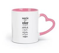 DEBINGY Taza de cerámica para café, Sonrie Cada Dia Vive Smile Every Day In Spanish Life (11 oz/320 ml) Taza de cerámica para café, capuchino, té, leche, rosa