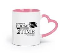 DEBINGY Taza de cerámica para café, tantos libros, tan poco tiempo, citas inspiradoras, estudio, aprendizaje, lectura, escuela (320 ml), apta para lavavajillas, color rosa