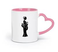 DEBINGY Taza de cerámica para café, té, cacao, silueta de geisha (11 oz/320 ml), regalo divertido para amantes del café, mejores amigos del trabajo, compañeros de trabajo y amigos, color rosa