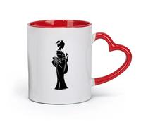 DEBINGY Taza de cerámica para café, té, cacao, silueta de geisha (11 oz/320 ml), regalo divertido para amantes del café, mejores amigos del trabajo, compañeros de trabajo y amigos.