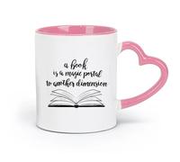 DEBINGY Taza de cerámica para investigación sobre el modelo de apertura de bibliotecas y librerías (320 ml) para el hogar o el trabajo, color rosa