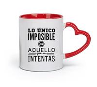 DEBINGY Taza de cerámica, taza de café/té. El español es lo único imposible que intentas. Citas motivacionales de vida (11 oz/320 ml) para el hogar o el trabajo. Rojo.