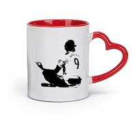 DEBINGY Taza de cerámica, taza de café/té Jugador de fútbol Leyenda Sala de juegos para niños Jugador de fútbol deportivo （11 oz/320 ml） Apto para lavavajillas Rojo