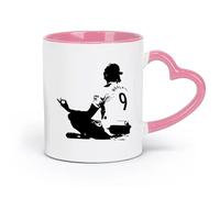 DEBINGY Taza de cerámica, taza de café/té, jugador de fútbol, leyenda, sala de juegos para niños, jugador de fútbol (11 oz/320 ml), apta para lavavajillas, color rosa