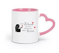 DEBINGY Taza de cerámica, taza de café/té Todo sueño cumplido comienza con un simple deseo Cita Logotipo de sueño （11oz/320ml） Restaurante, Oficina Rosa