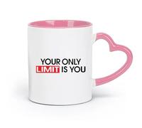 DEBINGY Taza de cerámica, taza de café/té Tu única limitación eres tú mismo Cita Estudio Fitnesscenter Motivación Entrenamiento Ejercicio （11oz/320ml） y Apto para microondas Rosa