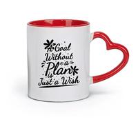 DEBINGY Taza de cerámica, taza de café/té, una meta sin un plan es solo un deseo, diseño de cita tipográfica de motivación (11 oz/320 ml) para oficina, hogar, rojo