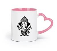 DEBINGY Taza de cerámica Taza de cerámica una silueta 2D limpia del señor Ganesh con detalles mínimos （11 oz/320 ml） y rosa apta para microondas