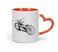 DEBINGY Taza de para Hogar y Oficina Sala de juegos de motos Motos retro （11oz/320ml） Para café, sopa, té, leche, latte, chocolate caliente, para mujeres y hombres Naranja
