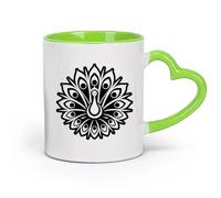 DEBINGY Taza de para Regalo, Taza para Latte con Asa símbolo del pavo real （11oz/320ml） Para café, sopa, té, leche, latte, chocolate caliente, para mujeres y hombres Verde