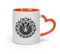 DEBINGY Taza de para Regalo, Taza para Latte con Asa símbolo del pavo real （11oz/320ml） Para café, sopa, té, leche, latte, chocolate caliente, para mujeres y hombres Naranja