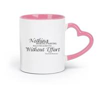 DEBINGY Taza de porcelana con frases de Theodore Roosevelt: Nada que valga la pena se logra sin esfuerzo. Citas inspiradoras (320 ml) para oficina y hogar. Rosa.