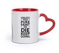 DEBINGY Taza de porcelana de cerámica A menos que vomites, sigue adelante, citas inspiradoras y motivacionales (11 oz/320 ml), para restaurante y oficina, color rojo