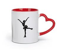 DEBINGY Taza de porcelana de cerámica con figura de chica patinadora artística bailando sobre hielo en gimnasia deportiva (11 oz/320 ml) para el hogar o el trabajo, color rojo