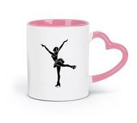 DEBINGY Taza de porcelana de cerámica con imagen de una chica patinadora artística bailando sobre hielo en gimnasia deportiva (320 ml) para el hogar o el trabajo, color rosa