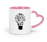 DEBINGY Taza de porcelana de cerámica, investigación sobre el concepto de filosofía escolar, educación y herramientas de aprendizaje (320 ml), para restaurante y oficina, color rosa.