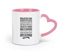 DEBINGY Taza de porcelana de cerámica Reglas de cocina española Reglas de cocina de restaurante （11oz/320ml） Taza de café de cerámica para capuchino Té, leche, rosa