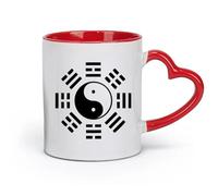 DEBINGY Taza de porcelana de cerámica Yin Yang Taiji Filosofía oriental china (11 oz/320 ml) para café, sopa, té, leche, café con leche, chocolate caliente, damas, hombres Rojo
