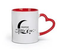 DEBINGY Taza de té de cerámica con citas de Sueña con la luna grande y las estrellas para niños y bebés (320 ml), apta para lavavajillas y microondas, para la oficina y el hogar, color rojo.