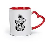 DEBINGY Taza de té de cerámica con diseño de animales, desierto, pastizales, bosque, madera, medianoche, serpiente, horror, animal (320 ml), restaurante, oficina, color rojo