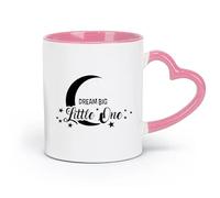 DEBINGY Taza de té de cerámica con frases Sueña con la luna y las estrellas para niños y bebés (320 ml), apta para lavavajillas y microondas, ideal para la oficina y el hogar, color rosa.