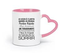 DEBINGY Taza de té de cerámica con texto en inglés Portuguese Family Rules Smile Welcome Motivational Quotes Children (320 ml) apta para lavavajillas, color rosa.