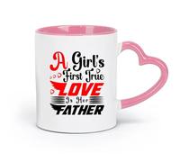 DEBINGY Taza de té de cerámica El primer amor verdadero de una niña es su padre Día del padre （11 oz/320 ml） Apto para lavavajillas y microondas, para la oficina y el hogar Rosa