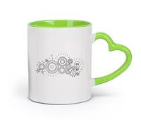 DEBINGY Taza de Té y Café Genial Equipo de ingeniería de mecanismos de engranajes （11oz/320ml） Regalo divertido para amantes del café, mejores amigos del trabajo, compañeros de trabajo y amigos Verde