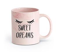 DEBINGY Taza, Taza Café/Té Frases dulces sueños para niños: Niña dormida （11oz/320ml） Regalo divertido para amantes del café, mejores amigos del trabajo, compañeros trabajo y amigos Rosa mármol
