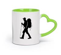 DEBINGY Tazas de Café con Asa silueta de hombre excursionista solo cuerpo completo （11oz/320ml） Para café, sopa, té, leche, latte, chocolate caliente, para mujeres y hombres Verde