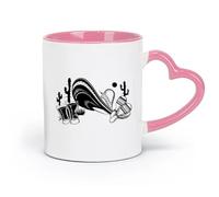 DEBINGY Tazas de café de cerámica blanca con diseño de sombrero mexicano exótico, agave y cactus (320 ml), aptas para lavavajillas y microondas, para la oficina y el hogar, color rosa