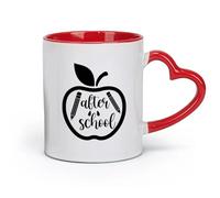 DEBINGY Tazas de café de cerámica blanca para después de la escuela, regreso a clases (11 oz/320 ml), capuchino, latte macchiato, té, espresso rojo