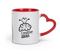 DEBINGY Tazas de café de cerámica de gres con asa, idea de logotipo, dibujo animado, cerebro, escuela (11 oz/320 ml), ideal para el hogar, la oficina, cafeterías, ideas de regalo, color rojo