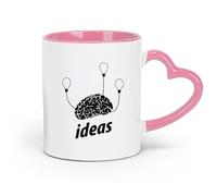 DEBINGY Tazas de café de porcelana con diseño de cerebro, ideal para la mente, bulbo, lluvia de ideas (320 ml) para capuchino, té, leche y color rosa.