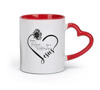 DEBINGY Tazas de cerámica blancas con versículos bíblicos, corazón de Jesús, esto no es religión, relación, flor (320 ml), para restaurante y oficina.