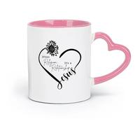 DEBINGY Tazas de cerámica blancas con versículos bíblicos, Jesús, corazón, esto no es religión, relación, flor (320 ml), para restaurante y oficina, color rosa.