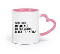 DEBINGY Tazas de cerámica blancas para hacer ejercicio en silencio, citas motivacionales para gimnasios, éxito en el ejercicio, deportes inspiradores (320 ml) para la oficina y el hogar, color rosa