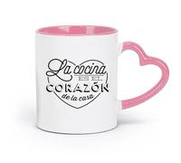 DEBINGY Tazas de cerámica con asas para cocina española Yinwenxin Restaurant (320 ml) Ideales para el hogar, la oficina, cafeterías, ideas de regalo, color rosa