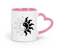 DEBINGY Tazas de cerámica con asas Sun Yin Yang Zen Asian Oriental (11 oz/320 ml) Regalo divertido para amantes del café, mejores amigos del trabajo, compañeros de trabajo y amigos Rosa
